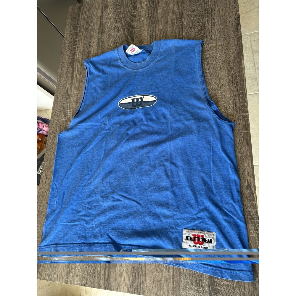 Vintage 90's Y2K Wilson Tank Top Shirt Size XL Blue Athletic Wear Athleticwear